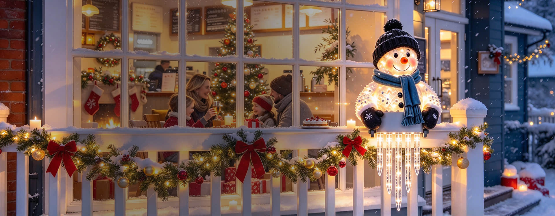 Shirem Railside Snowman in a festive setting